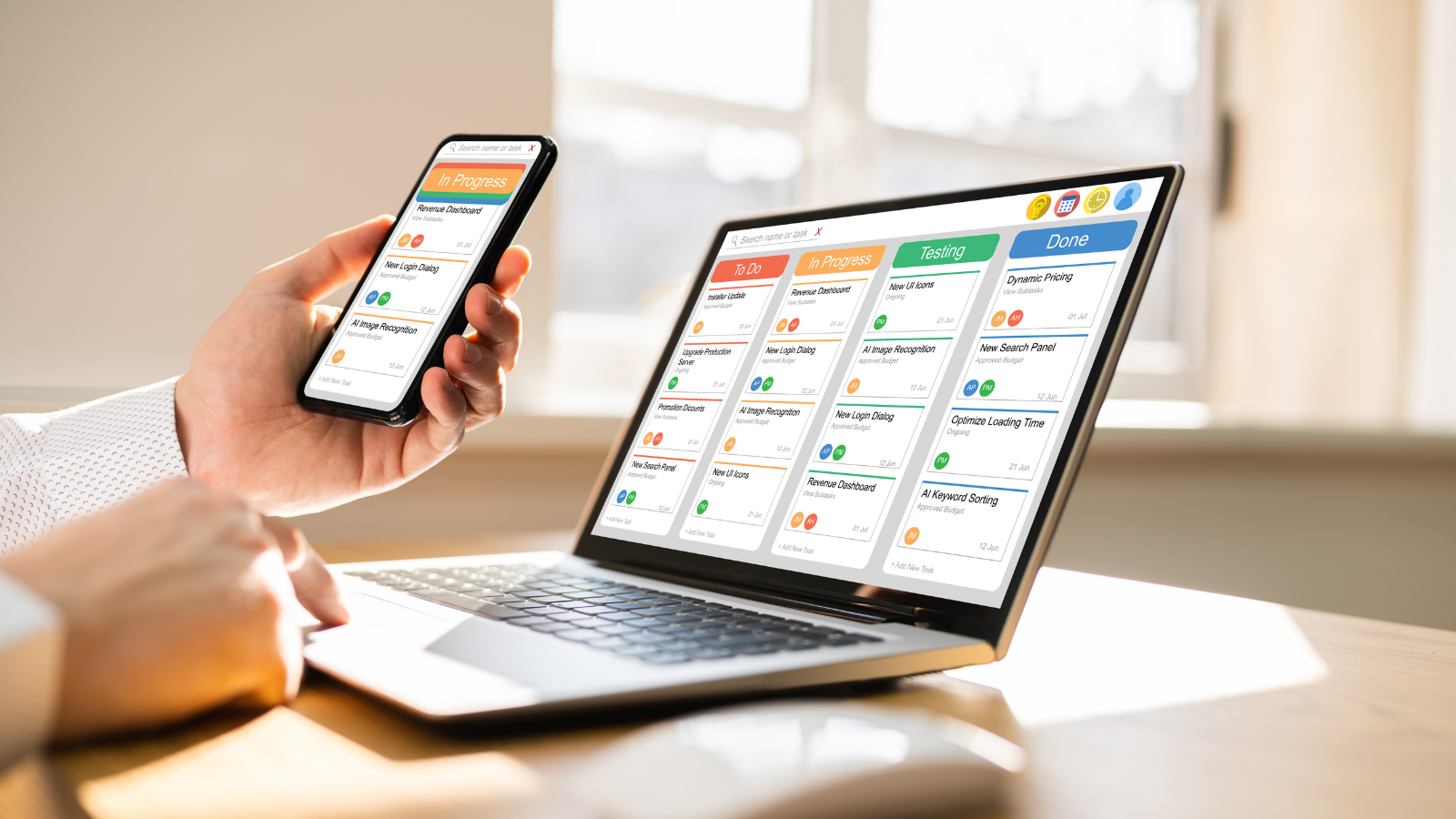 Ordinateur avec planning collaborateurs